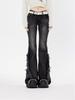 New 2024 Low Waist Gray Flared Jeans for Women - Retro Raw Edge Style