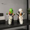 Resin Skeleton Decor Halloween Riding Motorcycle Figurine, Gothic Spooky Statue for Home Atmosphere Prop Garden, Biker Skull Desk Shelf, Unique