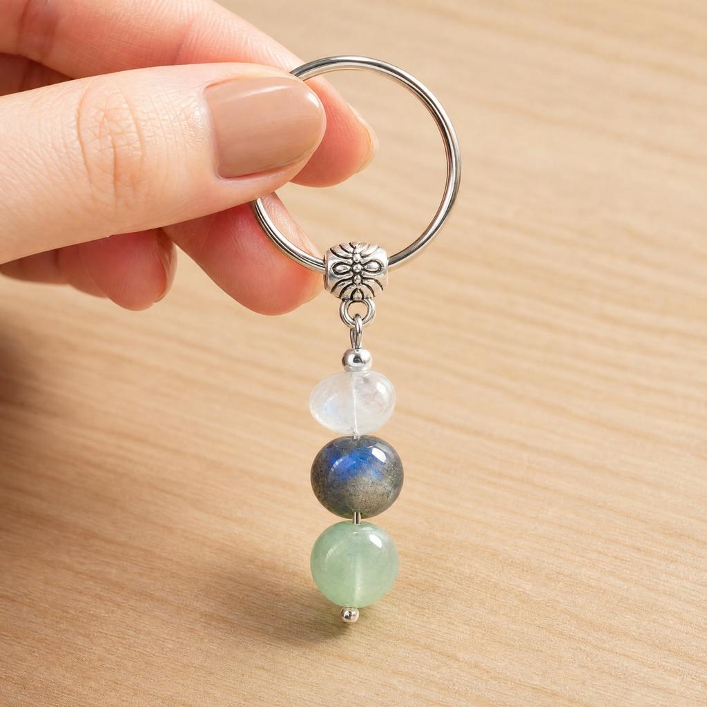Natural Keychain Gift for Men Women Gemstone Car Key with Split
