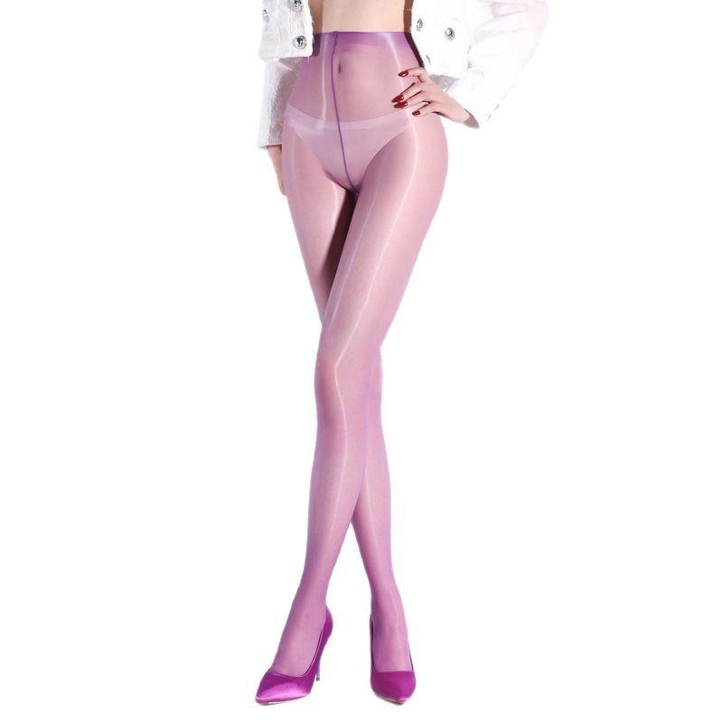 

Ultra-Thin Oil Shiny Tights Stocking Women High Waist Silk Sexy Glossy Transparent One Line Close Crotch Waistless Pantyhose One Size