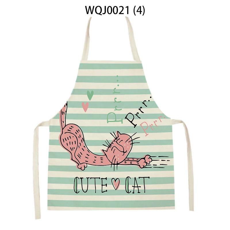 Lovely Owl Cat Pattern Sleeveless Kitchen Aprons Adult Kids Linen Bibs Household Cleaning Pinafore Home Cooking Baking Aprons