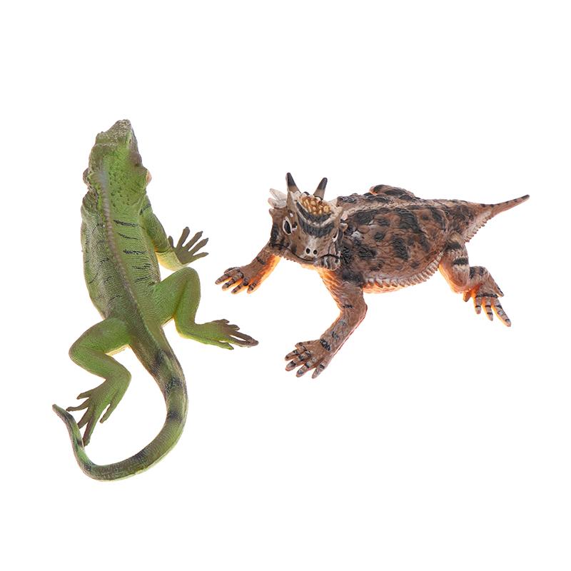 Horned Lizard Green Iguana Figurine Desktop Ornaments Action Figures Wildlife Educational Toy For Boys Girls