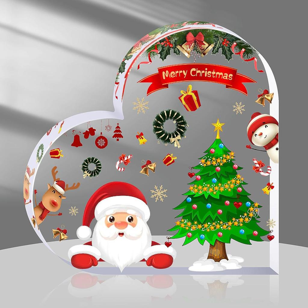 Cute Heart Shaped Christmas Acrylic Ornaments Dining Table Desk Shelf Home Xmas Adornment Christmas Day Gift For Friends