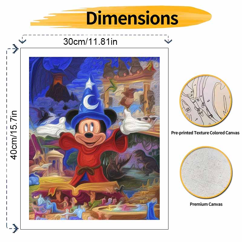 Disney Fantasia Sorcerer Mickey Oil Painting Kit Canvas DIY Home Decor Gift