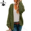 Moda feminina casual outono inverno cor sólida estampa manga comprida suéteres