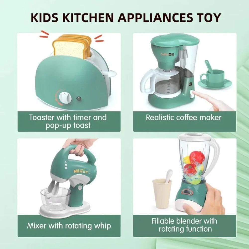 Jucărie Bucătărie de Jucărie cu Sunet și Lumină Cafetieră Mixer Prăjitor de Pâine Blender Set de Bucătărie pentru Copii Cadouri