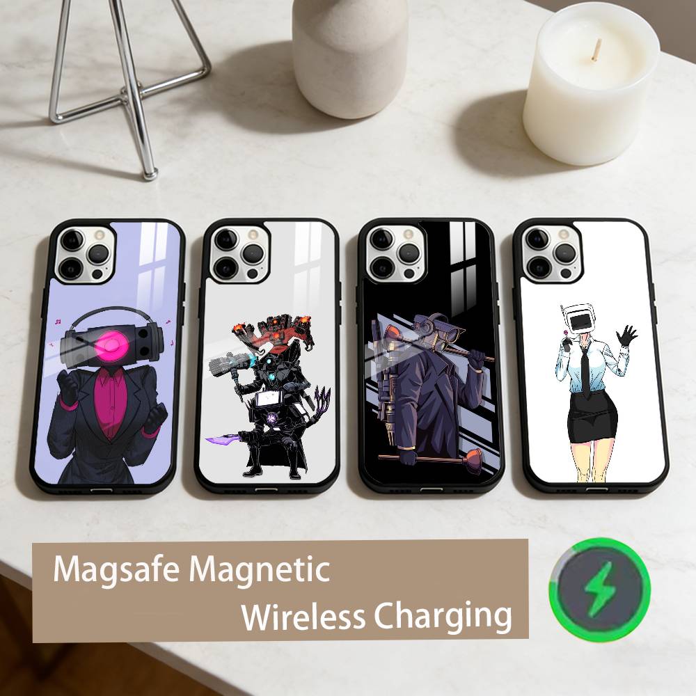 C-Cartoon S-Skibidi Toilet Phone Case For iPhone17,16,15,14,13,12,11 Plus,Pro Max Magnetic For Magsafe Wireless Charging