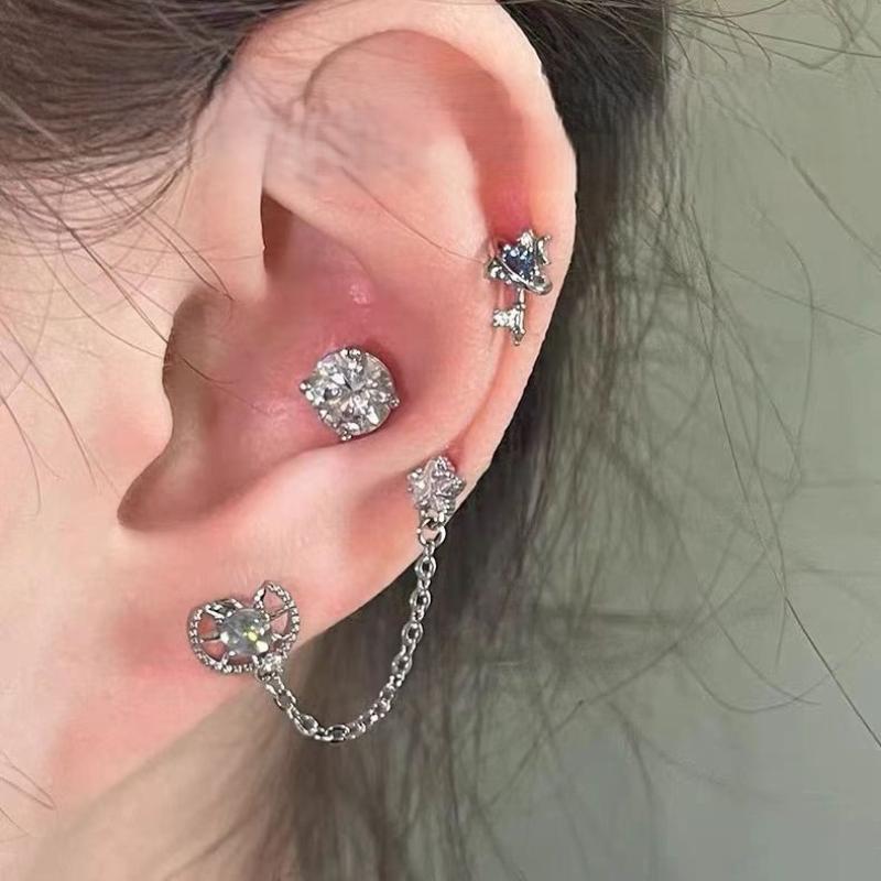 1PC/Set Trendy Pooch Paw Zircon Butterfly Ear Bone Studs; Luxe New Fashion Earring for Women Y2K Jewelry Present