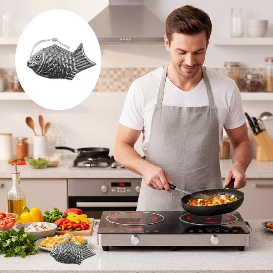 Cast Iron Fish for Cooking Natural Iron Supplement for Soups Stews Curries Reusable Rust-Proof Traditional Kitchen Tool for Enriching Food with Iron