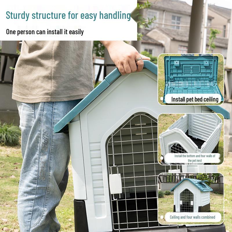 Large Outdoor Dog House with Sun Protection and Heat Insulation for Dogs Under 90 Jin, Suitable for Border Collies and Huskies