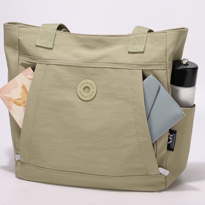 Waterproof Nylon Tote Bag for Women Large Capacity Shoulder Handbag with Multi Pockets