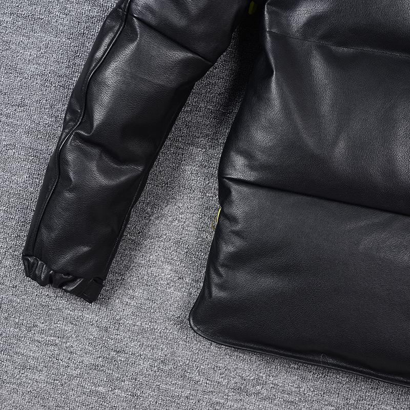 Thick Men Cowhide Leather Jacket Warm Genuine Cow Leather Duck Down Coat For -25~0 Degree Winter Clothing
