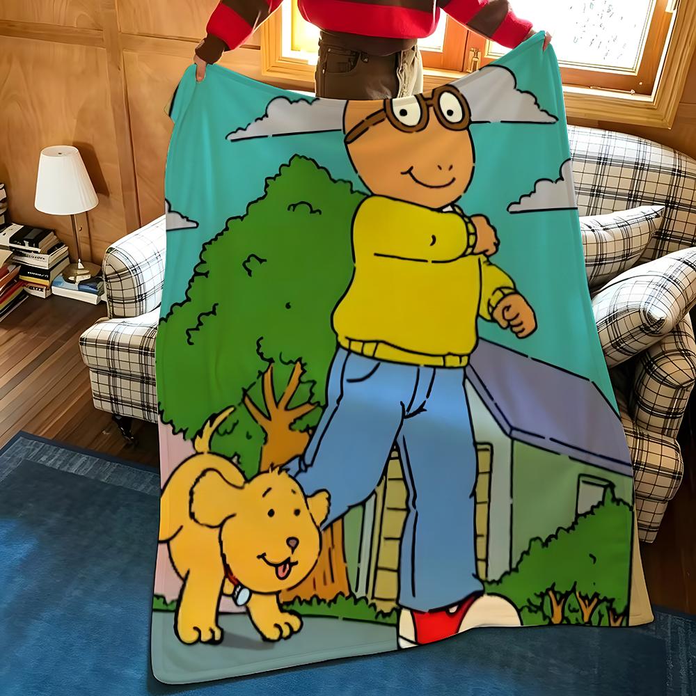 Cartoon A-Arthur Throw Flannel Cozy Print Blanket, Portable, Durable Machine Washable Cute Cool