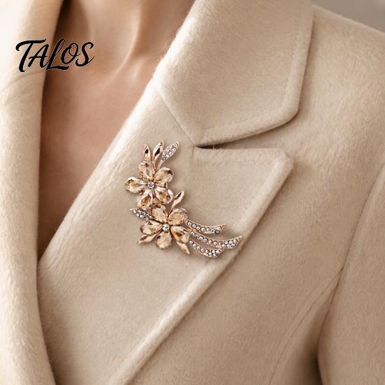 Bridal Bouquet Pins Rhinestone Flower Branch Brooch for Women, Elegant Floral Lapel Pin, Women Fashion Accessories Costume Pin Coat Shirt Bag Banquet