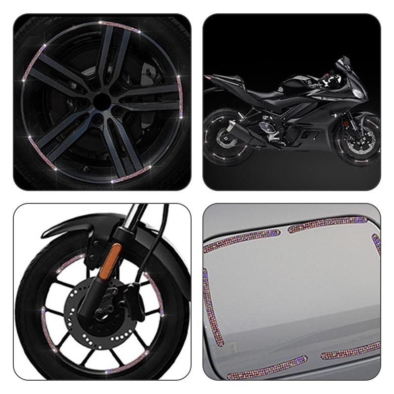 5 szt. Naklejka odblaskowa na felgę opony samochodowej z diamentami, Pasek ostrzegawczy bezpieczeństwa nocnego, Motocykl, Rower, Auto, Dekoracja, Naklejki na piastę koła
