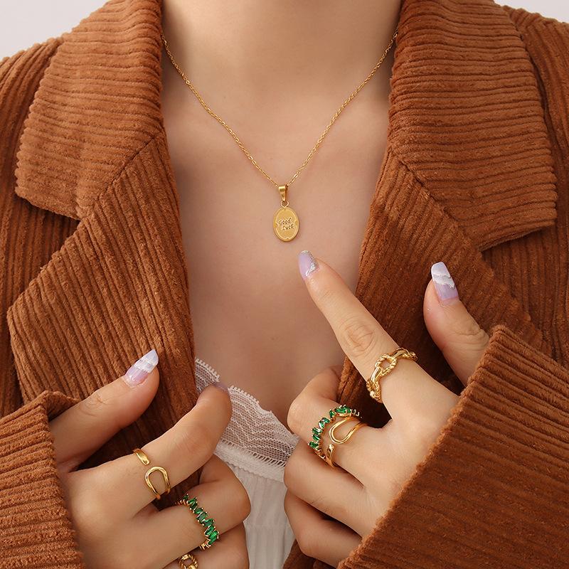 Fashion Commuting Versatile Trendy Oval Brand Square Brand Pendant Necklace Niche Design