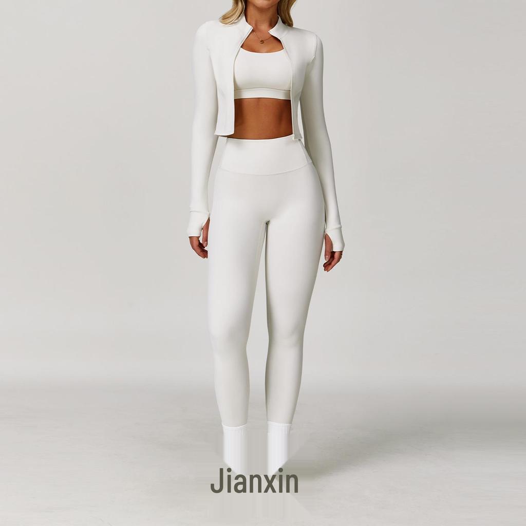 Women's Summer Nude Yoga Suit: Professional 3-Piece Set for Gym, Running, Sports, Fitness (8047)