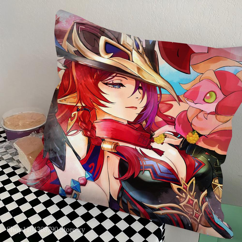 Game Genshin Impact Chasca Pillow Case Square Pillow Bedroom Sofa Leisure Comfort Cushion Car Living Room Home Decoration