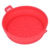 Foldable Fryer Silicone Liner Food Grade High Temperature Resistant Round Fryer Silicone Pot Red Diameter 21CM