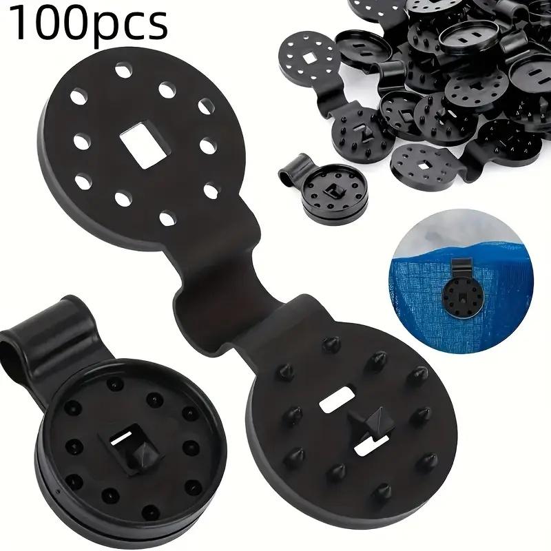 

100pcs/200pcs Black Shade Cloth Clips - Durable PP Round Plastic Fasteners for Sun Shades, Patio Mesh Tarps & Garden Covers чёрный