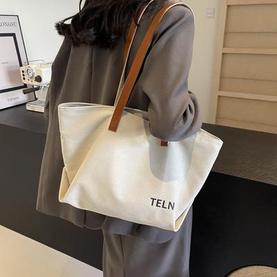 Retro Large-capacity Canvas Tote Bag Women's Bag 2025 New Ins Casual Simple Commuter Shoulder Bag Underarm Bag