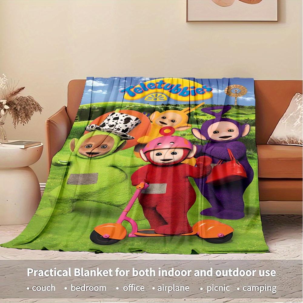 1pc Teletubbies,Outdoor,FunDigital Print Fleece Blanket - Contemporary Style, Suitable for All Seasons, Perfect for Home, Travel, or Camping