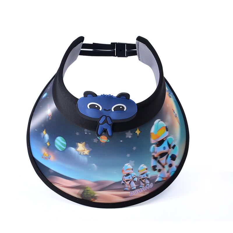 1103 cartoon cute 3D big eaves with fan children's hat boys and girls summer outdoor sunshade sun protection empty top hat