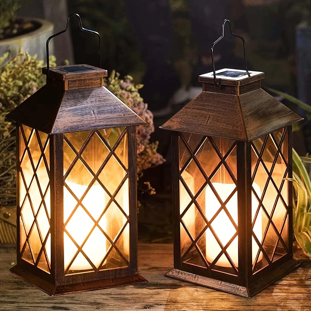 D5 Solar Lantern 1PCS Flickering Flame-less Candle Solar LED Light Garden Hanging Decoration for Courtyard Party Decoration Lamp