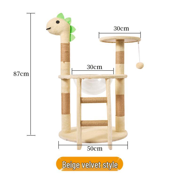 Velvet Cat Tree: Large Climbing Frame & Bed for Cats and Kittens, Space-Saving Design for All Seasons