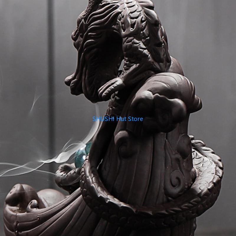 

Ceramic Dragon Playing Bead Backflow Incense for Burner Ceramics Crafts for Home Bedroom Office Desktop Decoration D57B China Mainland