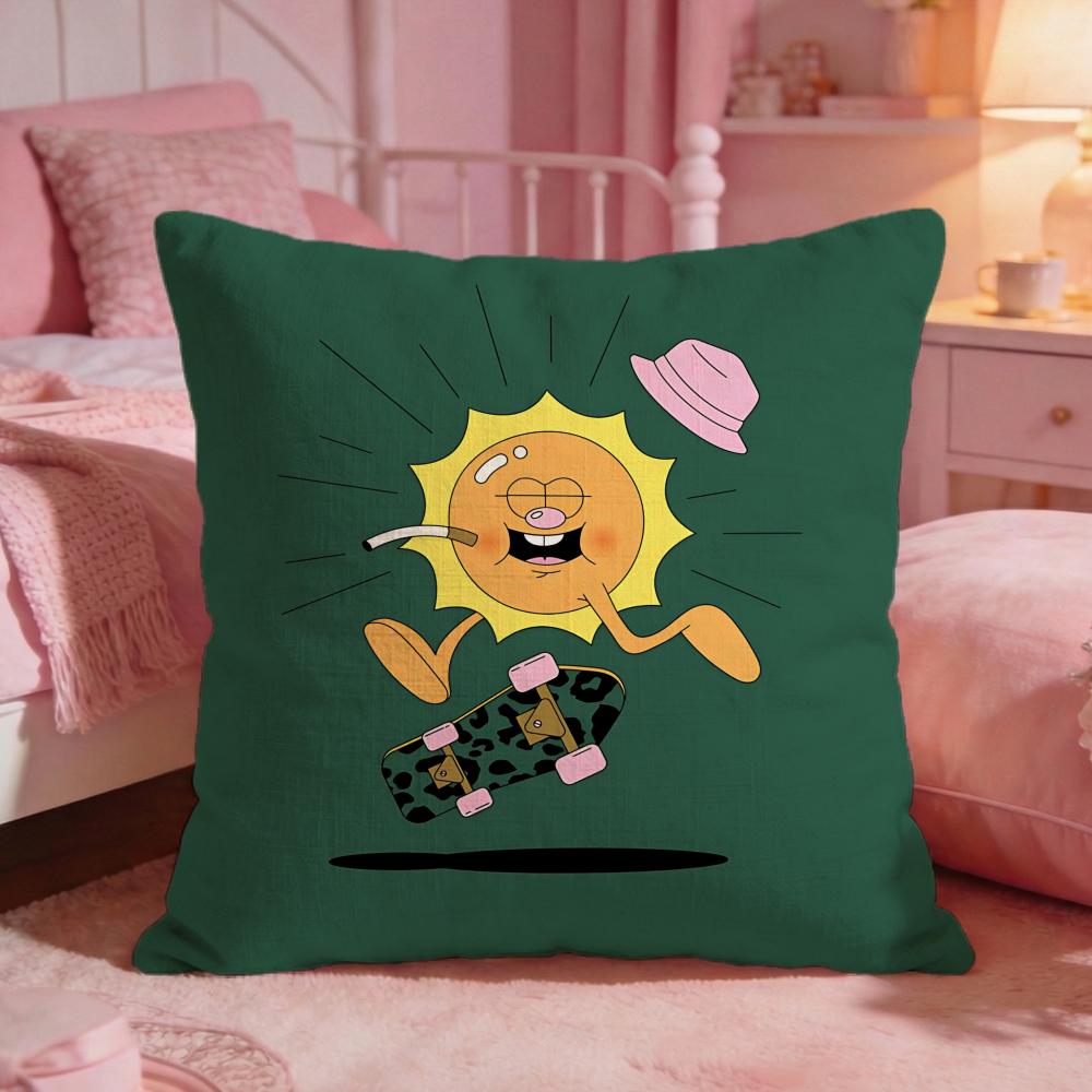 ArtCartoon Big EyesS Cushion Cover Premium Comfort Reversible Pillow Cove Two in One Design for Any Room Car Interior