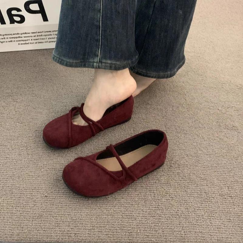 Schuhe für Damen Schwarz Runde Zehenpartie Rot Damen Ballerinas Schuh Niedriger Preis 39 Lässig Günstig Ausverkauf Y2k 2025 Sommer Rutschfest Stilvoll An