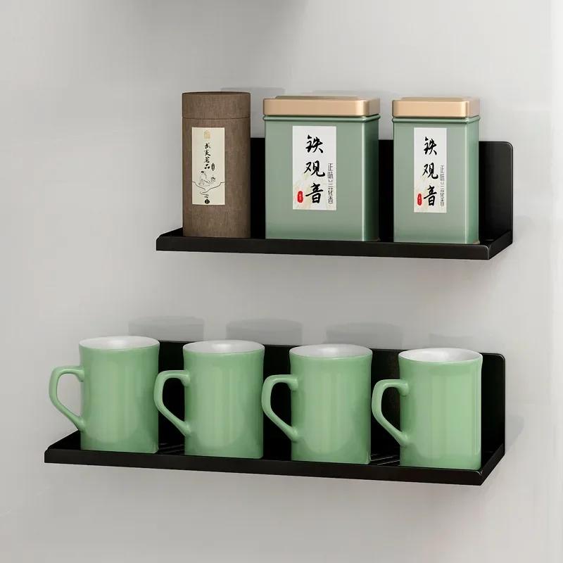 Kitchen Fridge Organizer Rack Magnetic Refrigerator Storage Shelf Wall Mounted Spice Rack Punch-Free Hanging Water Cup Holder