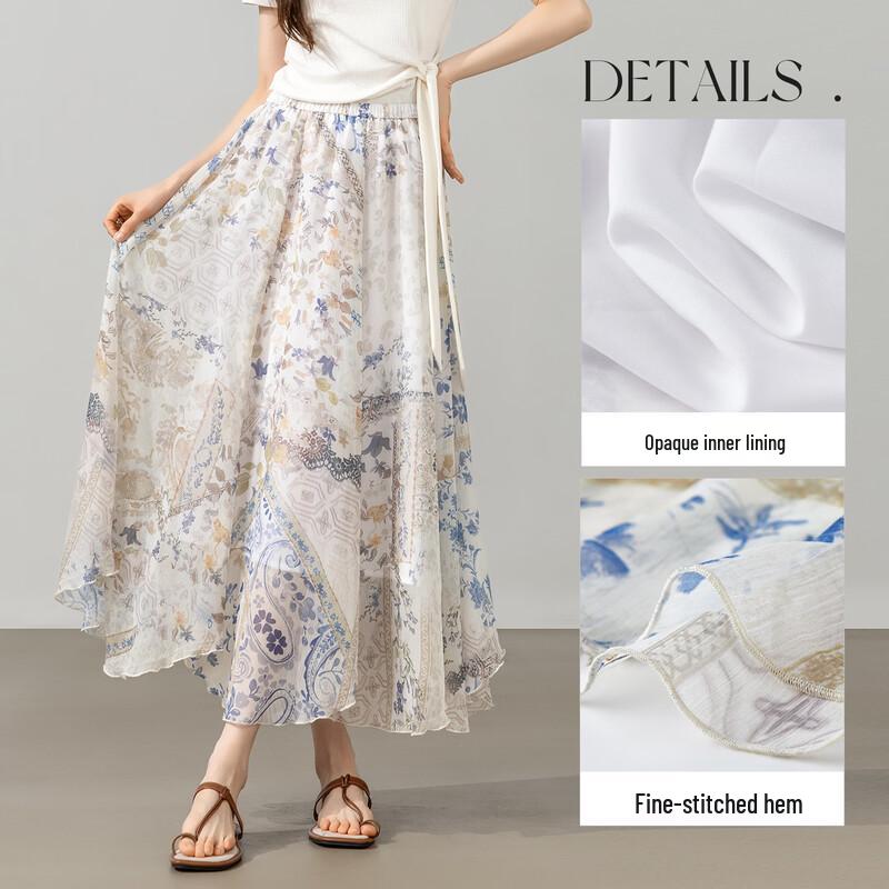 Bohemian Print Chiffon A-Line Skirt