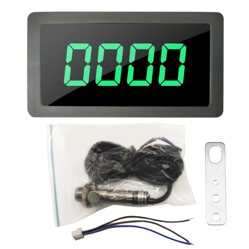 Digital LED Tachometer Speed Speed Meter with Hall Sensoring & NPN Proximity Switches Motor Speed Gauge 220V for Lathes