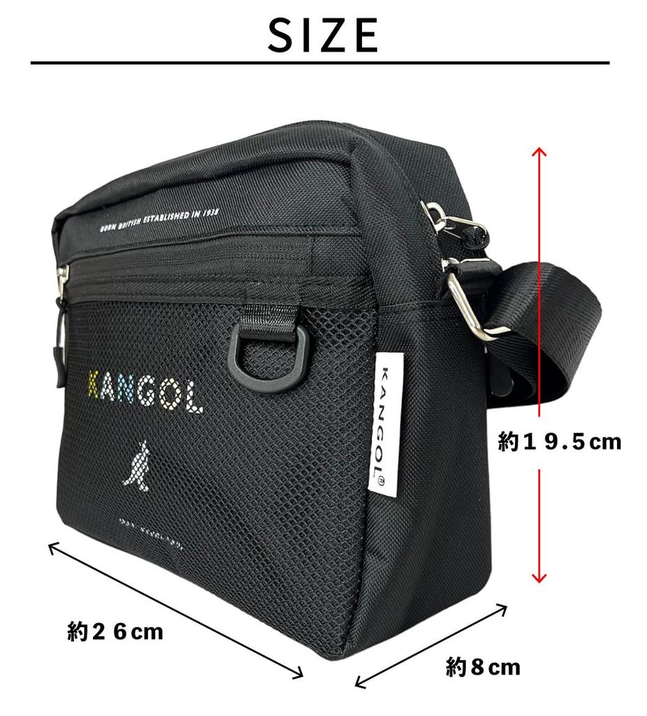 KANGOL Square Shoulder Bag, Crossbody Bag, KGSA-BG00261 (BLACKWHITE)