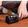 Kitchen Spaces 3-Segment Knife Sharpener Household Multi-Functional Hand-Held Three-Purpose Black Sharpening Stone