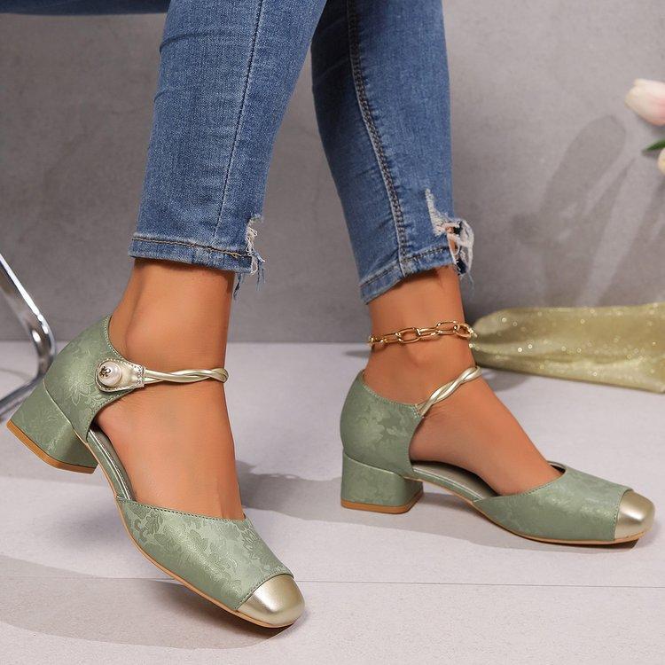 

Large size Mary Jane shoes Spring and Autumn new shallow mouth square head buckle belt small leather shoes fashionable versatile single shoes women 43 светло-зеленый