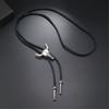 Colier Bolo Tie Western pentru Bărbați și Femei, Accesoriu de Gât din 2 Piese cu Șnur PU Împletit cu Glisoare Reglabile pentru Stil Zilnic