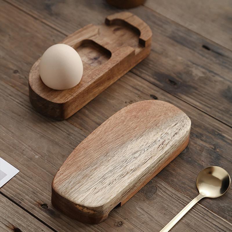 Eierablage aus Holz, Umweltfreundlich, Kreativ, Perforierter Becherhalter, Handgefertigt, Einfacher Eierbecherhalter, Küchenzubehör