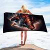 Flaming Wolf Head Art Beach Towel Fantasy Animal Print Soft Quick-Dry Large Bath Towel For Travel Swim Pool Home Decor