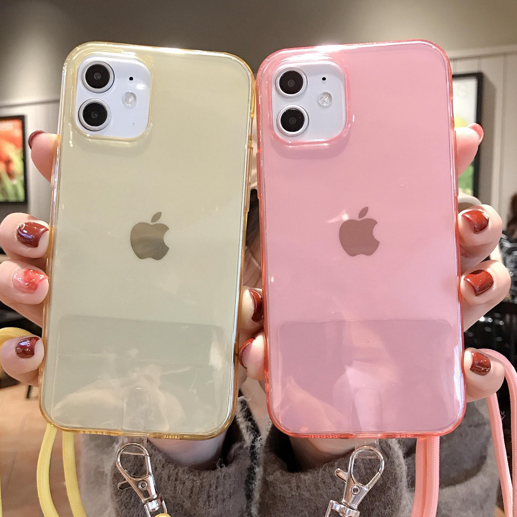 

Чехол для телефона с ожерельем для Iphone 12 Pro 11 Pro Max X Xr Xs Max 6 6s 7 8 Plus Ремешок Шнур Цепочка Лента Прозрачная Мягкая Задняя Крышка