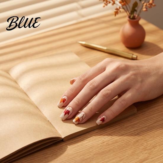 Autumn Nail Decals Maple Leaf Stickers Self-Adhesive Fall Leaves Decals Decorations Women Embossed Manicure Stickers for Home and Salon Use