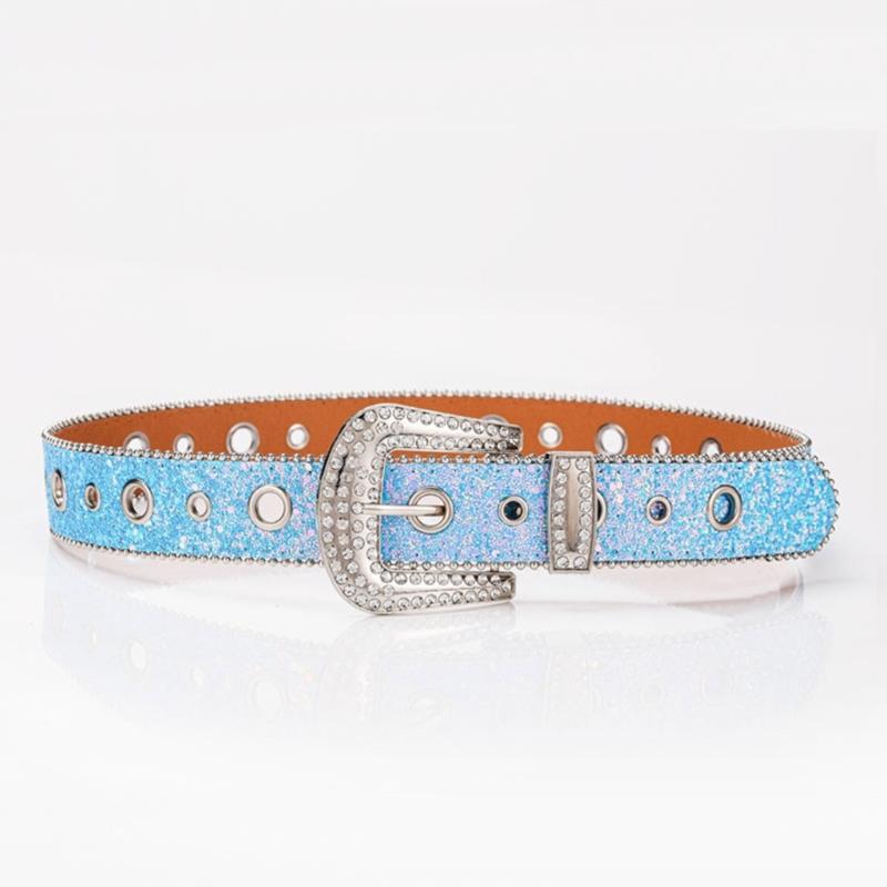 Adjust Pin Buckle Diamond Waist Belt Adult Western Full Sequin Adjustable Belt