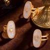 Adjustable Double-ring Opening Ring Finger Oval Design Enamel Process Women