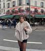 Women Fashion Cropped Faux Fur Jacket Coat Long Sleeve Front Snap-button Female Outerwear Chic Lapel Collar Thick Coat