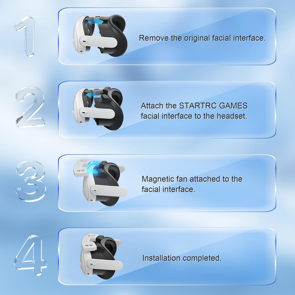 Cool Fan Ficial for Meta Quest 3S Accessories heat dissipation Face Protective Cover PU Leather for Quest 3 VR HeadSet Pressure