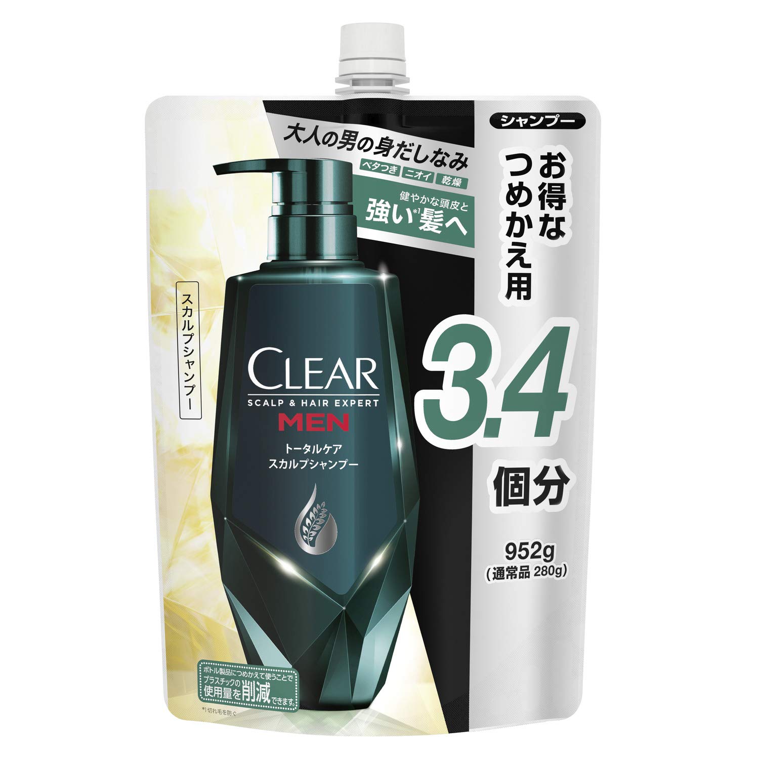 

CLEAR For Men Total Care Scalp Shampoo Большая емкость, сменный блок 952 г для мужчин [Большая емкость] Мужской