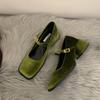 Wiosenne damskie eleganckie buty do biura Design kwadratowe czółenka damskie buty typu Mary Jane płytkie wsuwane grube niskie buty na obcasie