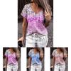 Elegant Womens V-neck Short Sleeve Floral Print Tops T-shirt For Casual Wear